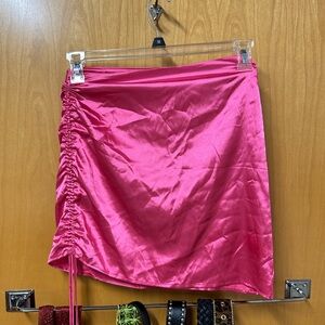 pink satin skirt